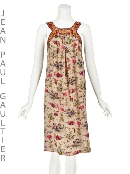Jean Paul Gaultier Dresses & Skirts - Vintage Jean Paul Gaultier Floral Silk Midi Dress with Embroidered Yoke SZM